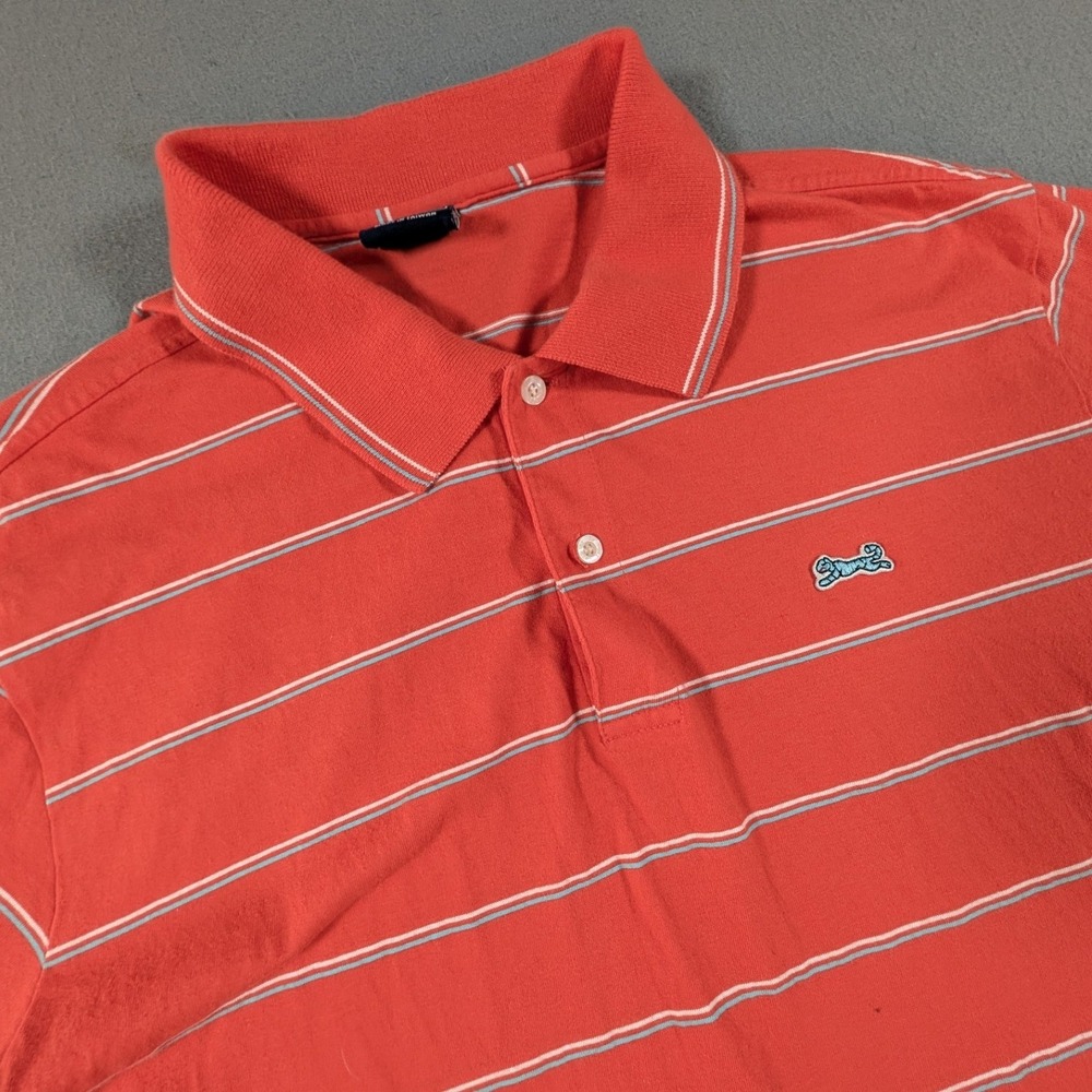 Le Tigre Polo Shirt Mens Size XL Orange Striped Short Sleeve Logo